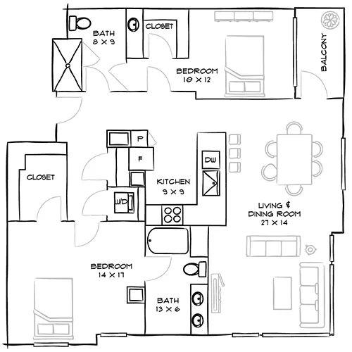 Indigo apartment homes - Marine floor plan diagram 