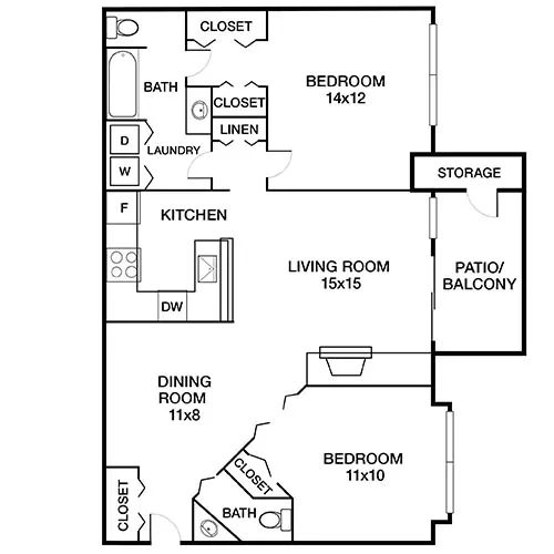 Bent Tree Apartments - Centreville, VA - Floor Plan Diagram