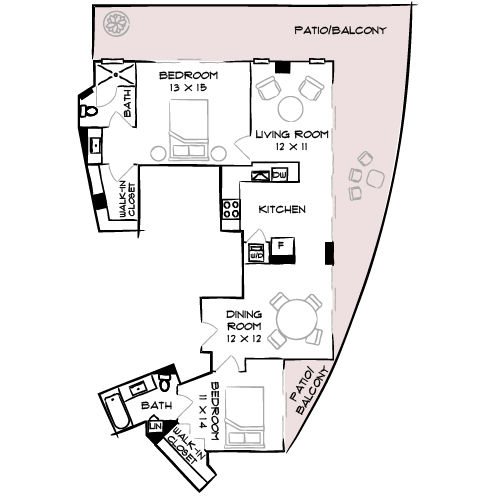 Flamingo South Beach - Miami, FL - Floorplan Diagram Furnished