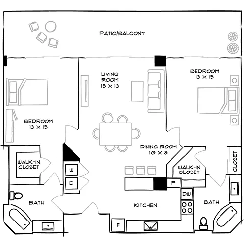 Flamingo South Beach Center Tower - 2 Bed / 2 Bath - City Villas 2D Vintage