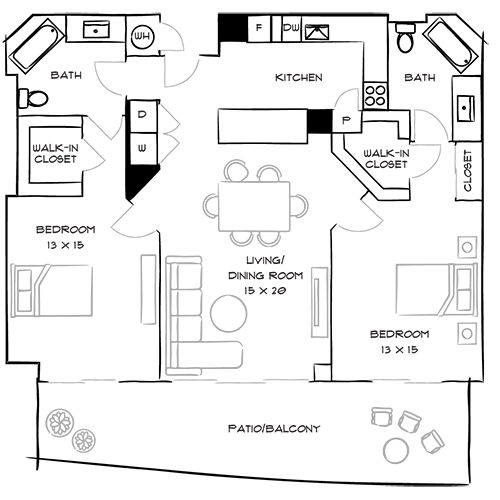 Flamingo South Beach - Miami, FL - City Villas 2J Furnished Diagram