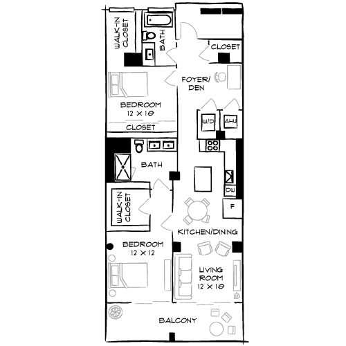 Flamingo Point - Miami, FL - The Park 2F Diagram with Furniture