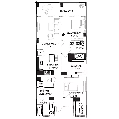 Flamingo Point - Miami, FL - Furnished Floorplan Diagram