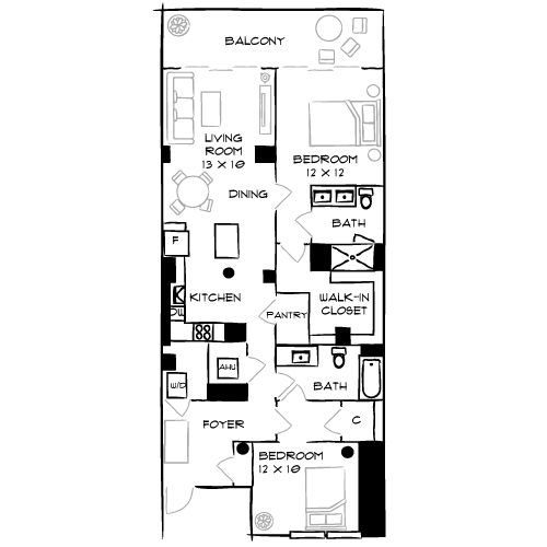 Flamingo Point - Miami, FL - Furnished Floorplan Diagram