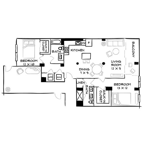 Flamingo Point - Miami, FL - The Park 2N Diagram with Furniture