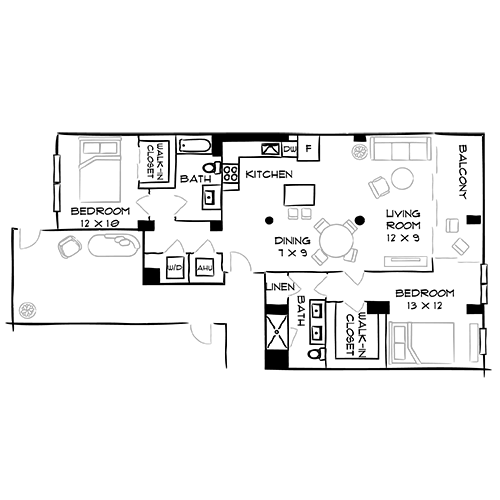 Flamingo Point - Miami, FL - The Park 2N Diagram with Furniture