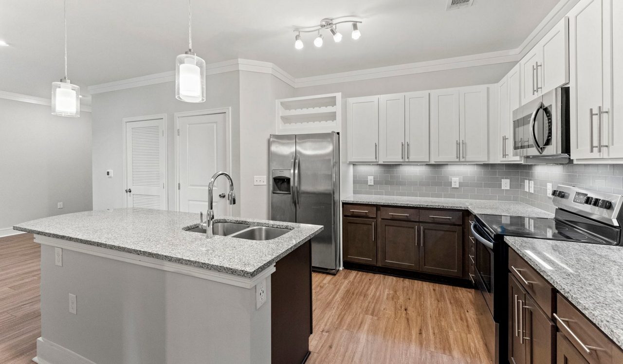 Kitchen with granite countertops