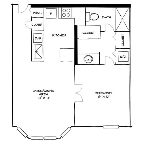 Vaughan Place - Washington, DC - Design 1A Floor Plan Diagram