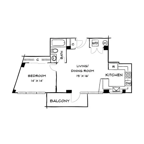 Capital Crescent Trail Residences - Bethesda, MD - Birch Floor Plan Diagram