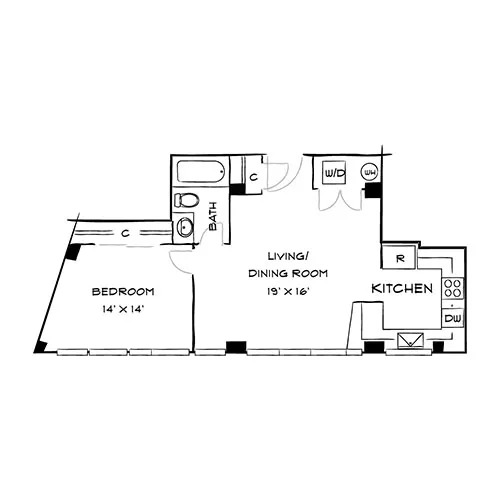 Capital Crescent Trail Residences - Bethesda, MD - Birch Floor Plan Diagram