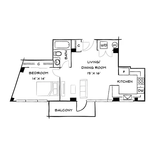 Capital Crescent Trail Residences - Bethesda, MD - Birch Floor Plan Diagram