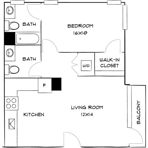 Southgate Towers - Miami, FL - Design 1A15 Floor Plan Diagram