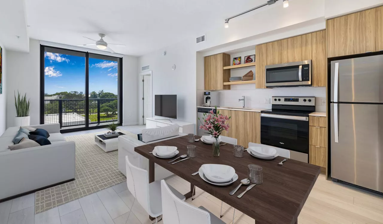 The District at Flagler Village - Fort Lauderdale, FL - kitchen and living room