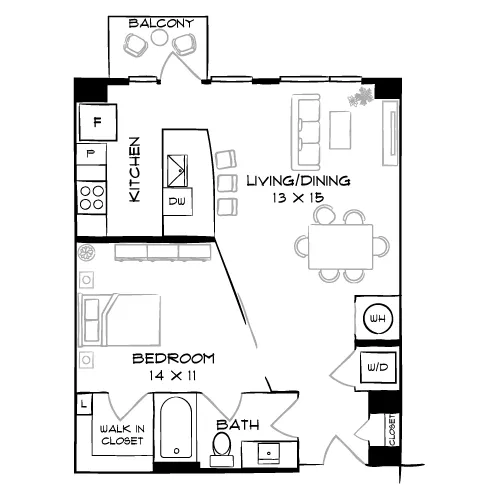 Flats 8300 - Bethesda, MD - Floor Plan Diagram