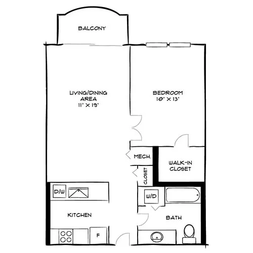 Vaughan Place - Washington, DC - Design 1B Floor Plan Diagram