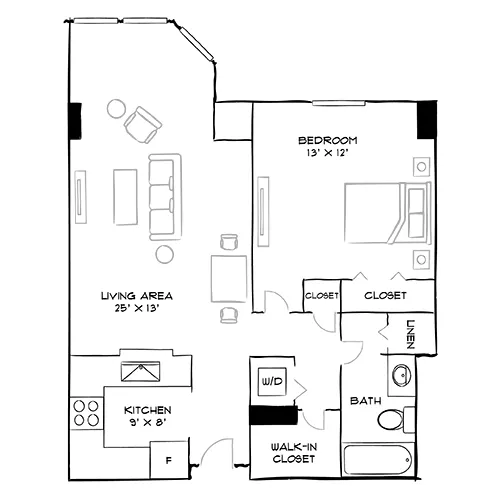 Huntington Gateway - Alexandria, VA - Hollins Floor Plan Diagram