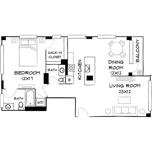 Southgate Towers - Miami, FL - Design 1B15 Floor Plan Diagram