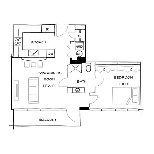 Capital Crescent Trail Residences - Bethesda, MD - Laurel Floor Plan Diagram