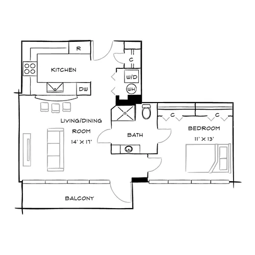 Capital Crescent Trail Residences - Bethesda, MD - Laurel Floor Plan Diagram