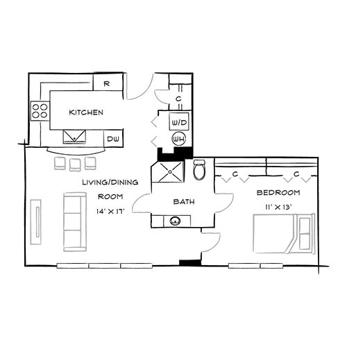Capital Crescent Trail Residences - Bethesda, MD - Laurel Floor Plan Diagram
