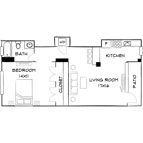 Southgate Towers - Miami, FL - Design 1C Floor Plan Diagram