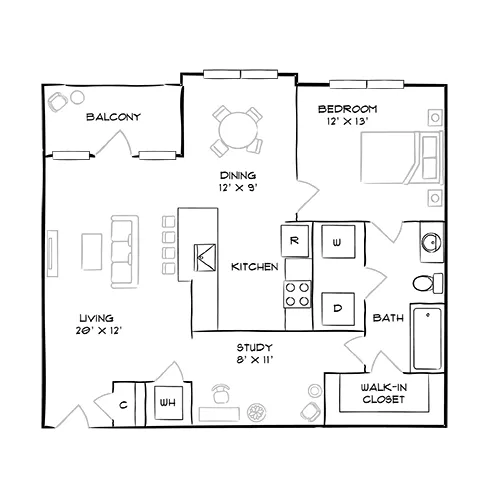Brizo - Durham, NC - Floor Plan Diagram