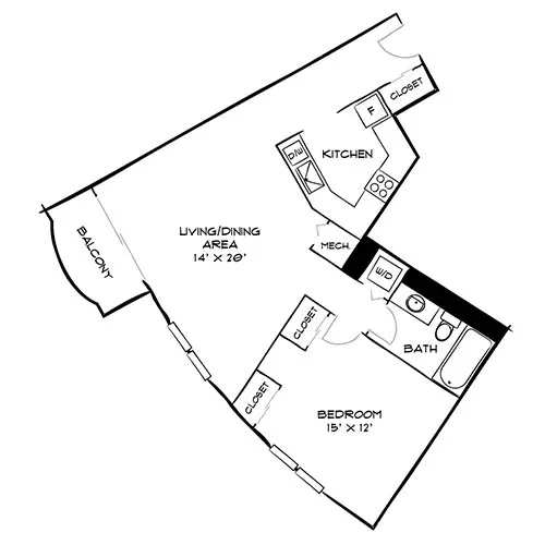 Vaughan Place - Washington, DC - Design 1C Floor Plan Diagram
