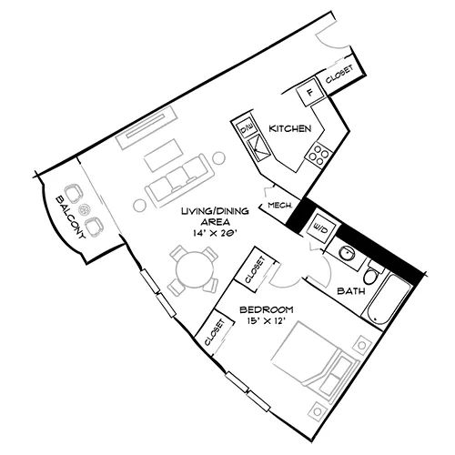 Vaughan Place - Washington, DC - Design 1C Floor Plan Diagram