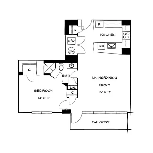 Capital Crescent Trail Residences - Bethesda, MD - Laurel Floor Plan Diagram