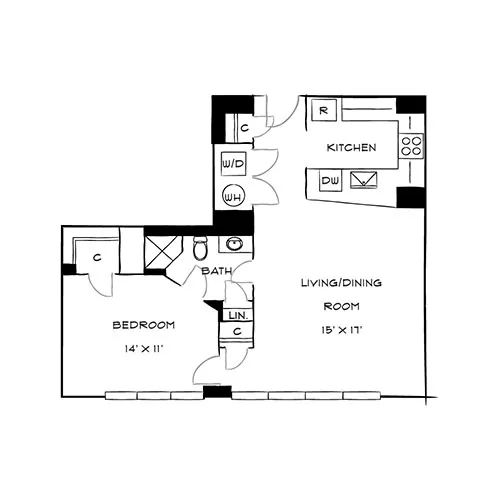 Capital Crescent Trail Residences - Bethesda, MD - Laurel Floor Plan Diagram