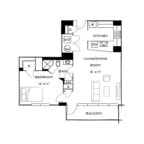 Capital Crescent Trail Residences - Bethesda, MD - Laurel Floor Plan Diagram