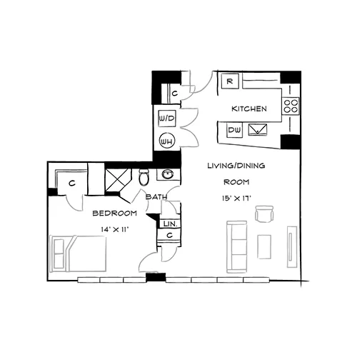 Capital Crescent Trail Residences - Bethesda, MD - Laurel Floor Plan Diagram
