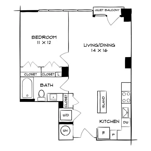 Flats 8300 - Bethesda, MD - Floor Plan Diagram