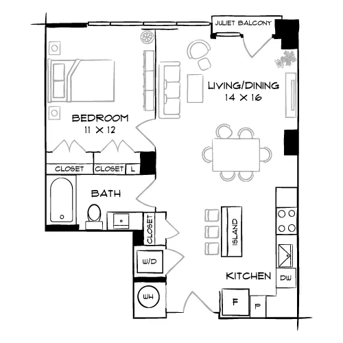 Flats 8300 - Bethesda, MD - Floor Plan Diagram