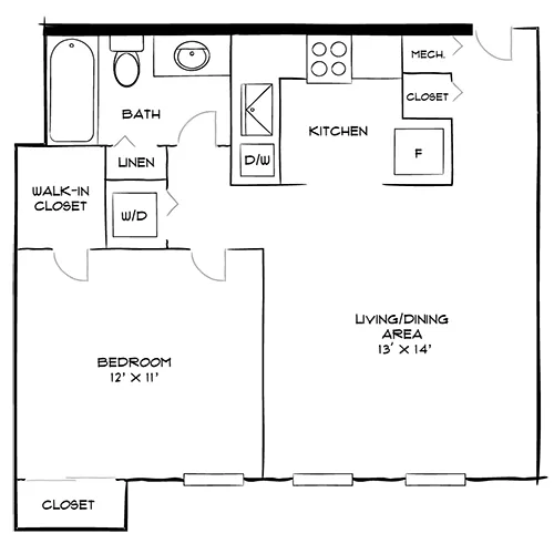 Vaughan Place - Washington, DC - Design 1C Floor Plan Diagram