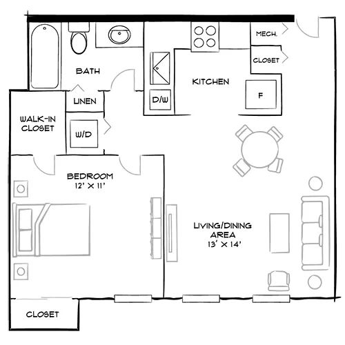 Vaughan Place - Washington, DC - Design 1C Floor Plan Diagram