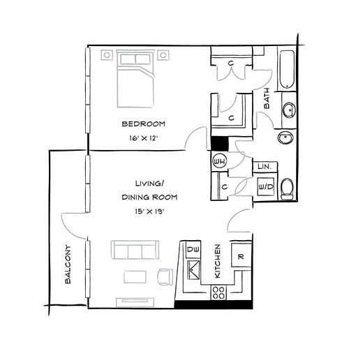 Capital Crescent Trail Residences - Bethesda, MD - Cedar Floor Plan Diagram