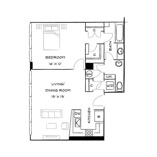 Capital Crescent Trail Residences - Bethesda, MD - Cedar Floor Plan Diagram