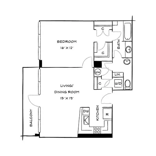 Capital Crescent Trail Residences - Bethesda, MD - Cedar Floor Plan Diagram