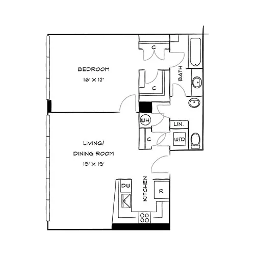 Capital Crescent Trail Residences - Bethesda, MD - Cedar Floor Plan Diagram