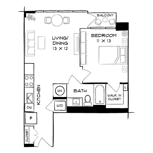 Flats 8300 - Bethesda, MD - Floor Plan Diagram