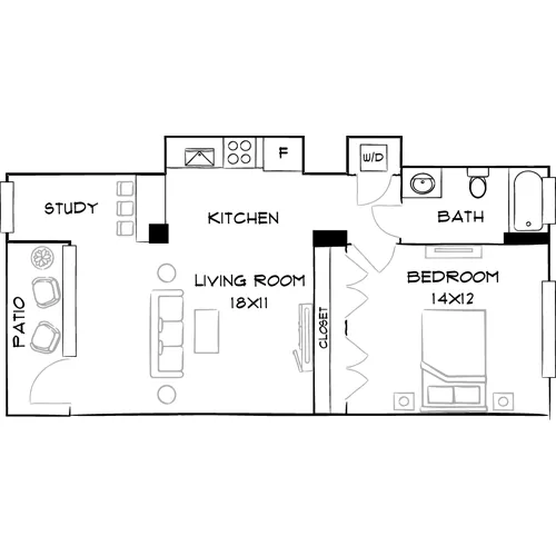 Southgate Towers - Miami, FL - Design 1D Floor Plan Diagram