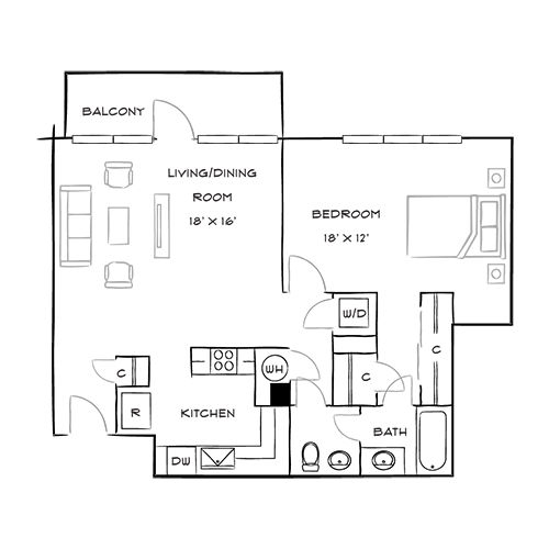 Capital Crescent Trail Residences - Bethesda, MD - Cedar Floor Plan Diagram