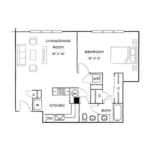 Capital Crescent Trail Residences - Bethesda, MD - Cedar Floor Plan Diagram