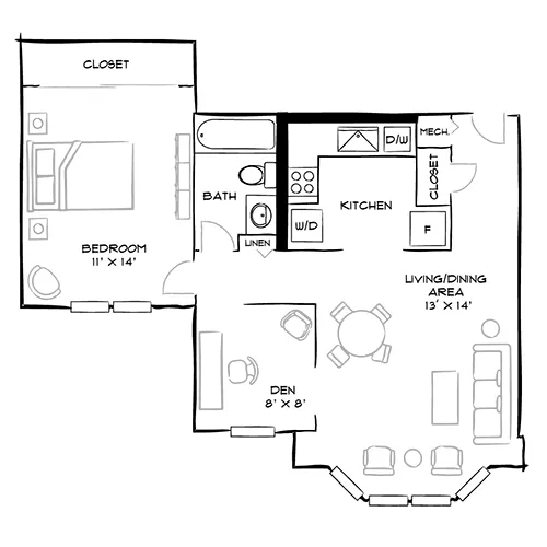 Vaughan Place - Washington, DC - Design 1D Floor Plan Diagram