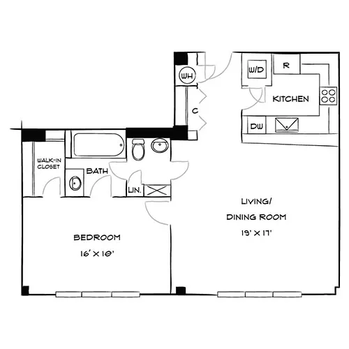 Capital Crescent Trail Residences - Bethesda, MD - Aspen Floor Plan Diagram