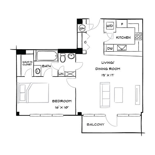 Capital Crescent Trail Residences - Bethesda, MD - Aspen Floor Plan Diagram