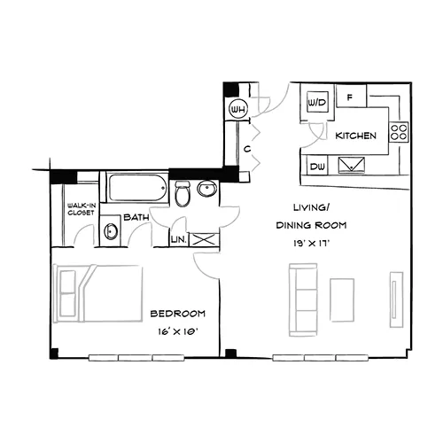 Capital Crescent Trail Residences - Bethesda, MD - Aspen Floor Plan Diagram