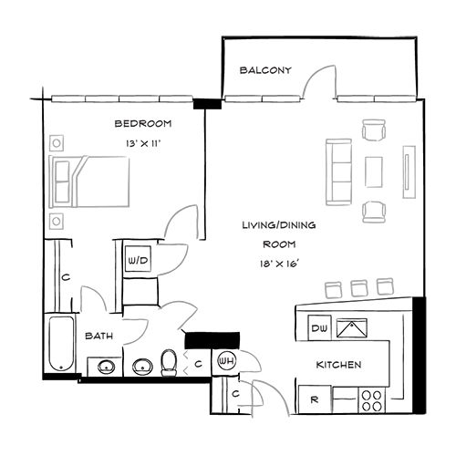 Capital Crescent Trail Residences - Bethesda, MD - Aspen Floor Plan Diagram