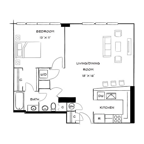 Capital Crescent Trail Residences - Bethesda, MD - Aspen Floor Plan Diagram